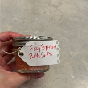 Fizzy Peppermint Bath Salts in Jar, great stocking stuffer